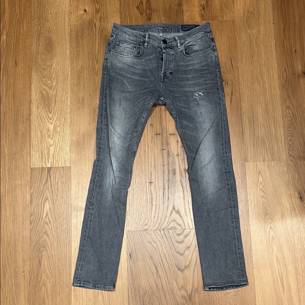 Mens Allsaints Cigarette Fit Jeans Size 30 Grey